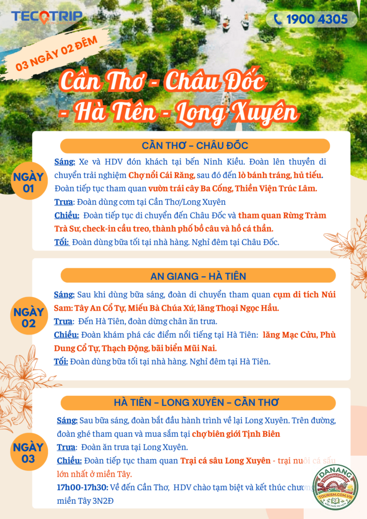 lịch trình cần thơ châu đốc hà tiên