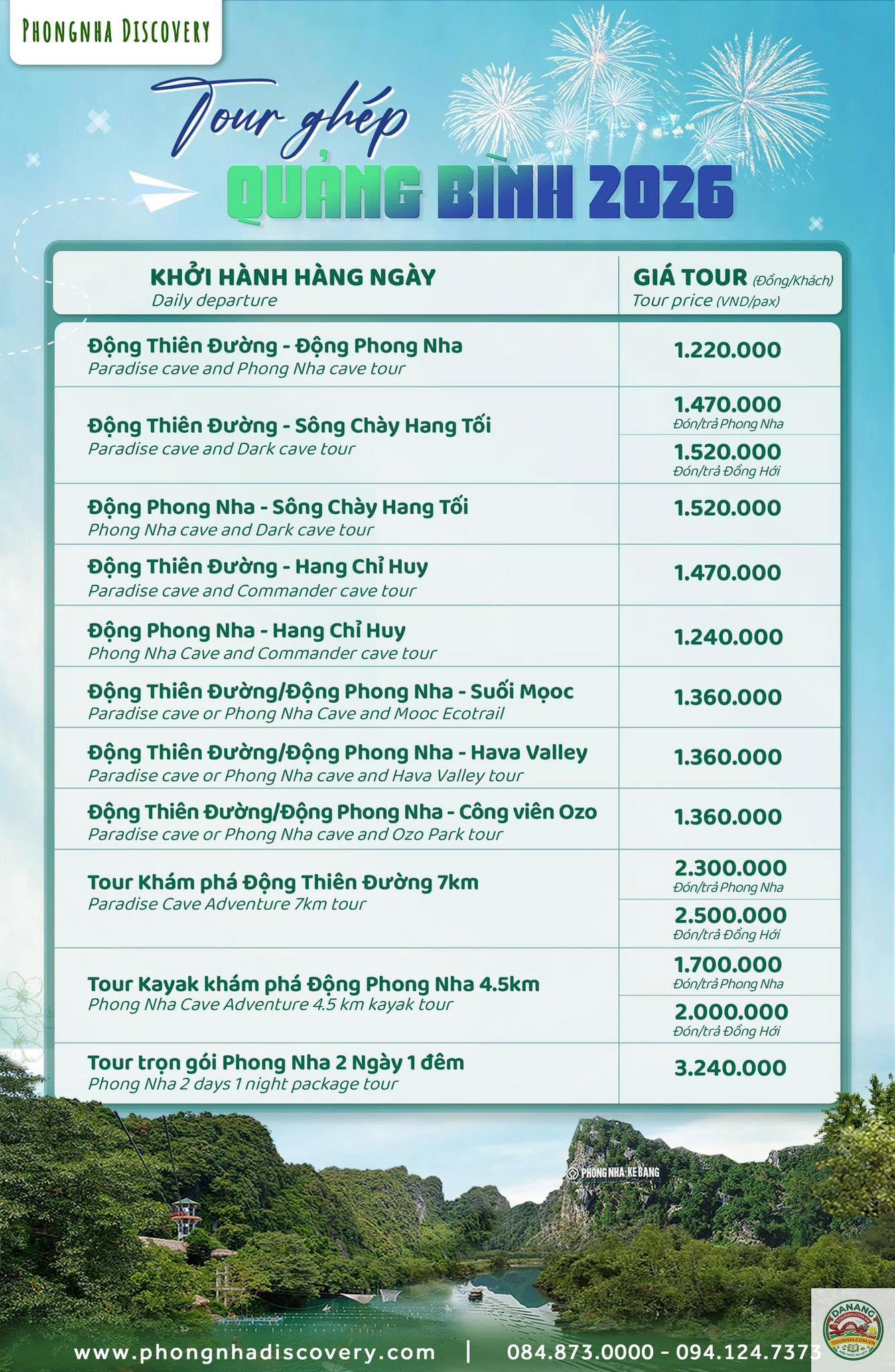 lịch trình đồng hới phong nha - Hình 2
