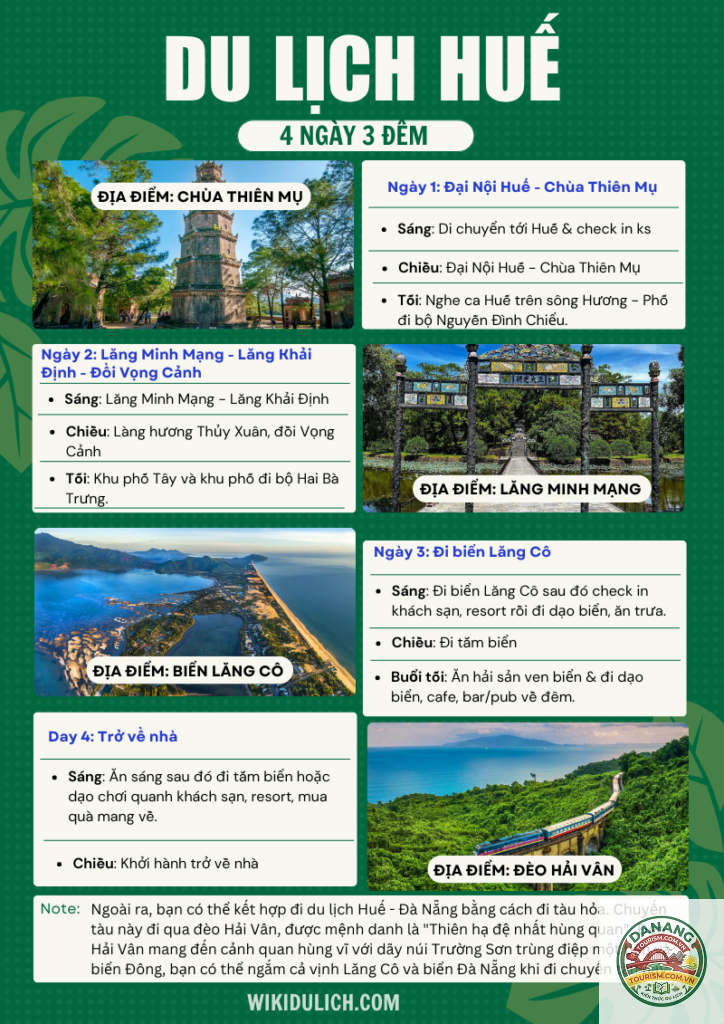 lịch trình du lịch huế 4 ngày 3 đêm