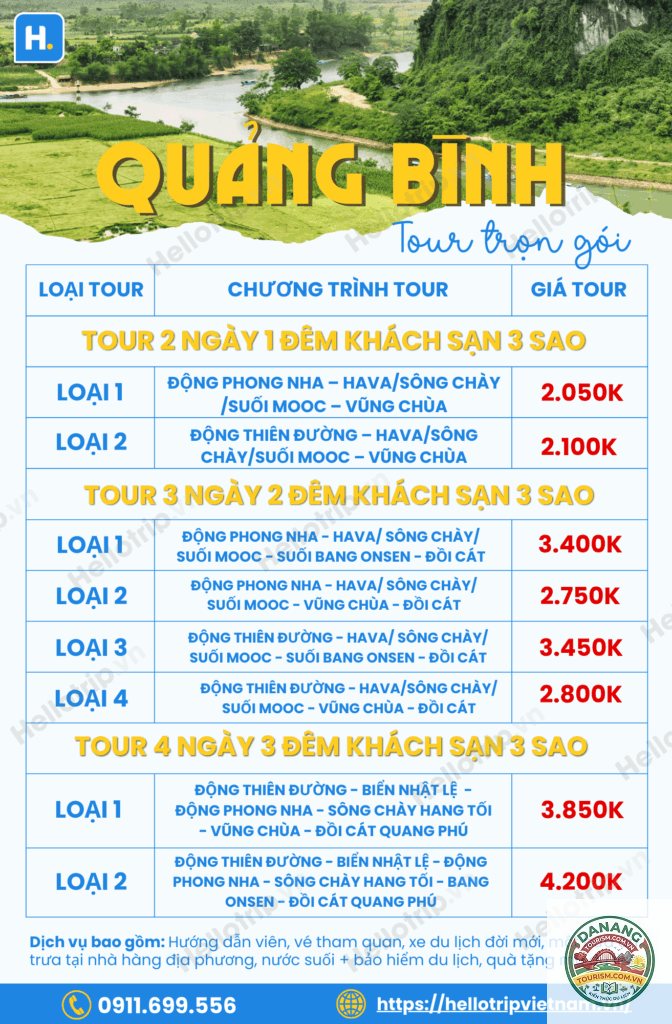lịch trình du lịch quảng bình tiết kiệm