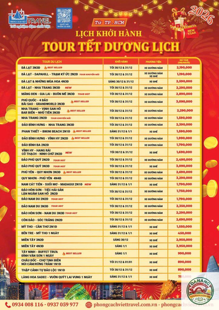 lịch trình du lịch tết dương lịch