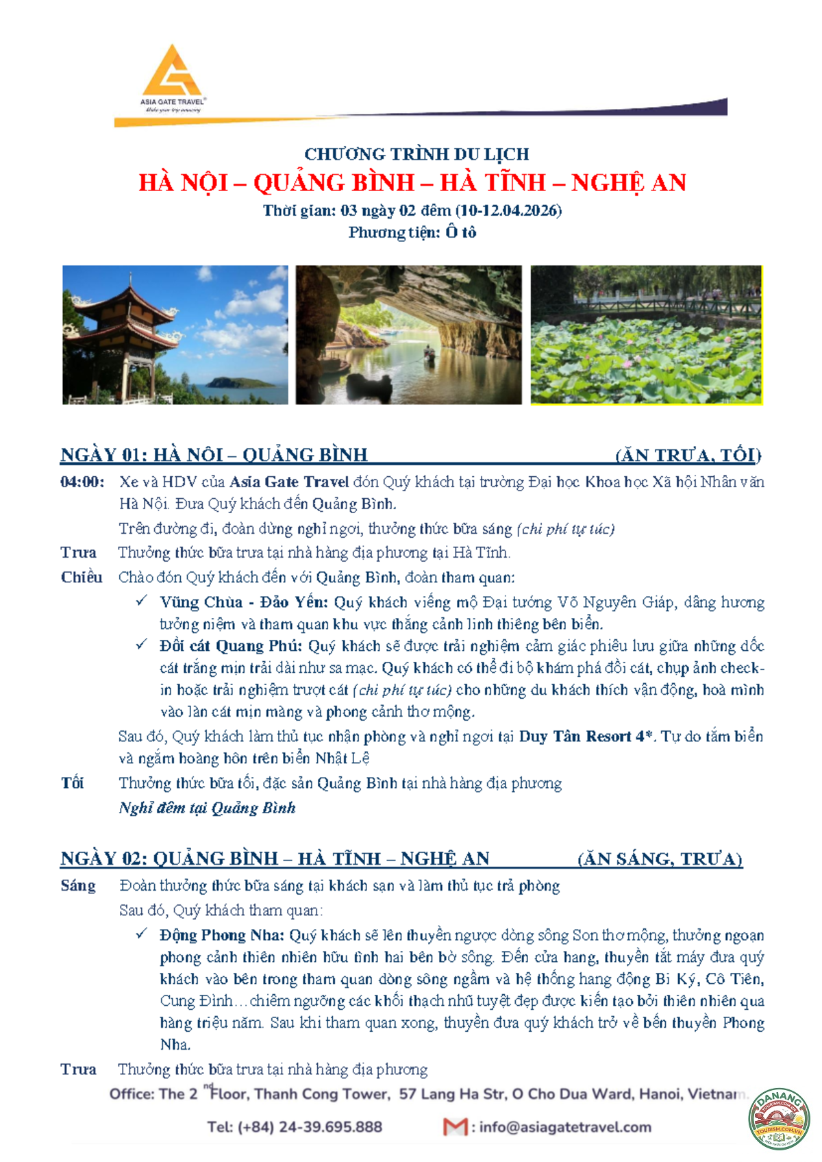 lịch trình hà nội nghệ an hà tĩnh - Hình 1