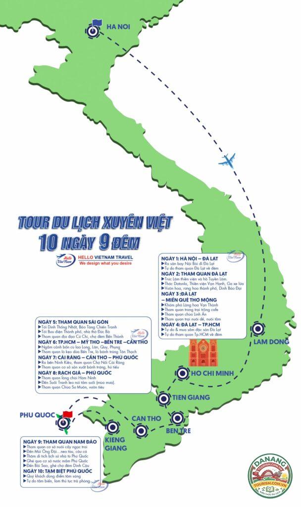 lịch trình xuyên việt 10 ngày