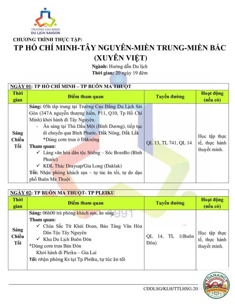 lịch trình xuyên việt 20 ngày